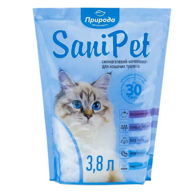 Природа Sani Pet Силікагелевий наповнювач туалету для кішок 3.8 л