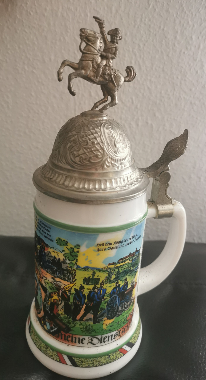 Колекційний порцеляновий пивний келих/кружка з кришкою Воїн