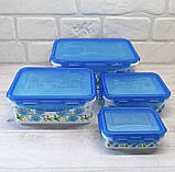 Набір судочків контейнерів із кришкою 4 шт. пластикові Frico FRU-822 Набір ємностей для їжі різного розміру, фото 5