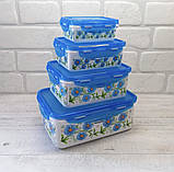 Набір судочків контейнерів із кришкою 4 шт. пластикові Frico FRU-822 Набір ємностей для їжі різного розміру, фото 4