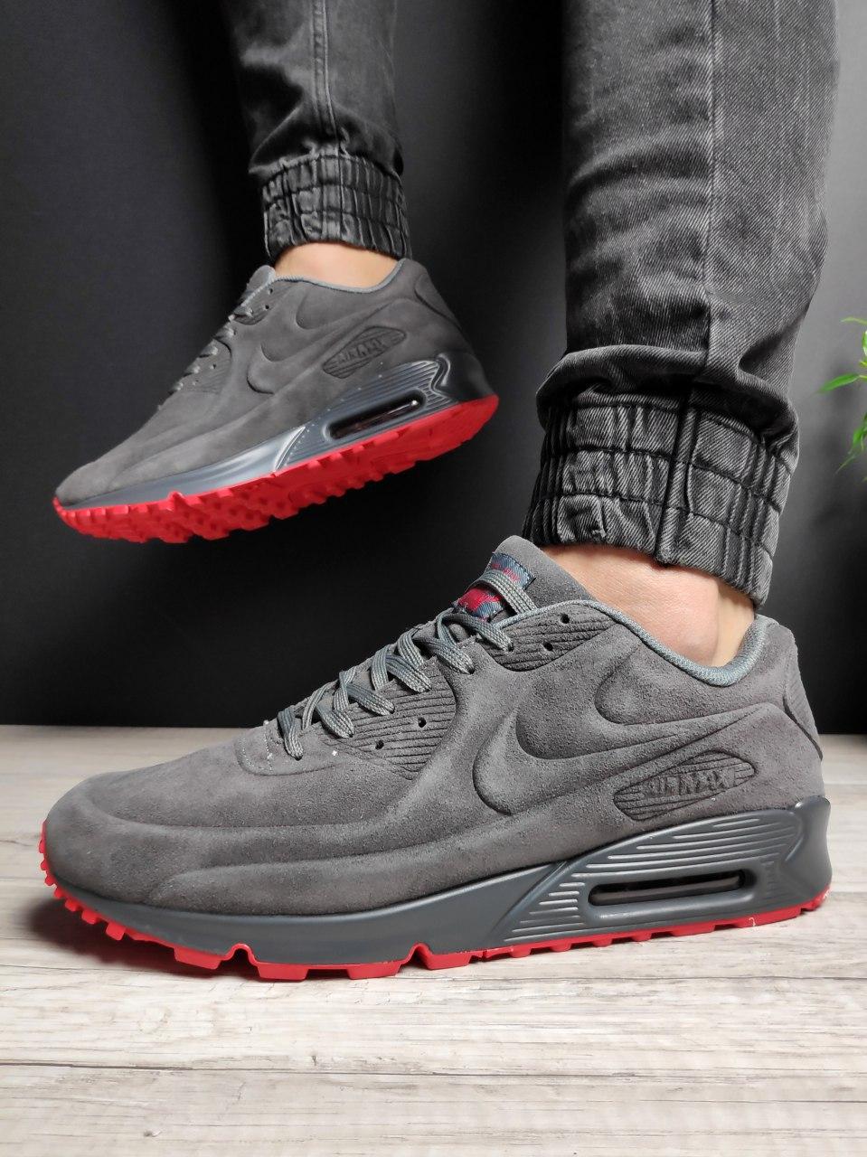 Кроссовки мужские серые зимние Nike Air Max Mid 90 (02407)