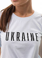 Жіноча футболка з патріотичним принтом "Ukraine" , світло - блакитна,  S, M, L - 42, 44, 46 розміри