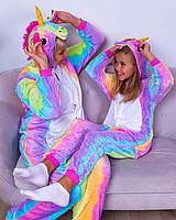 Пижама кигуруми для детей и взрослых Радужный единорог | кенгуруми|.Топ!
