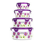 Набір борточків контейнерів із кришкою 4 шт. пластикові Frico FRU-821 Набір ємностей для їжі різного розміру, фото 4