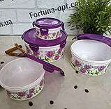 Набір борточків контейнерів із кришкою 4 шт. пластикові Frico FRU-821 Набір ємностей для їжі різного розміру, фото 2