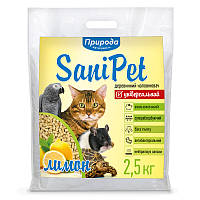Деревний наповнювач для котячого туалету Природа SaniPet Універсальний Лимон, 2,5 кг Акція