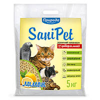 Деревний наповнювач для котячого туалету Природа SaniPet Універсальний Лимон, 5 кг Акція