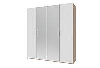 Распашной шкаф Норман Doros Дуб Сонома/Белый 2 двери ДСП/2 двери Зеркала 200х54х220 (44900023)