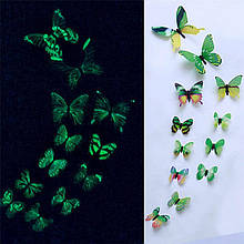 3D Метелики Для Декору Світяться в Темряві зелені