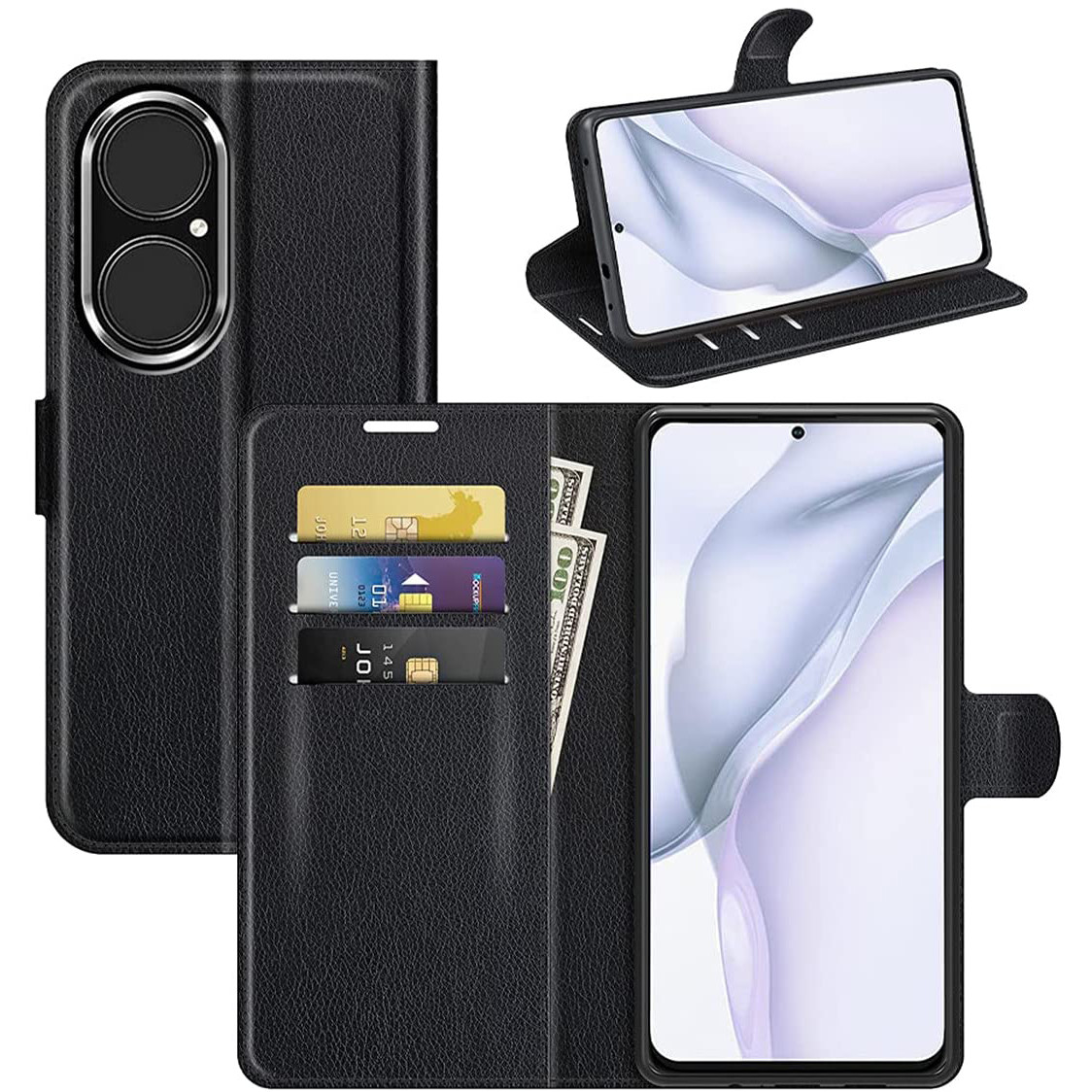 Чохол-книжка Litchie Wallet для Huawei P50 Black, фото 1