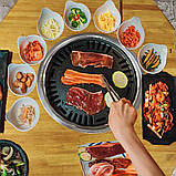 Корейский угольный гриль для барбекю из нержавеющей стали с антипригарным покрытием ресторанный мангал, фото 5