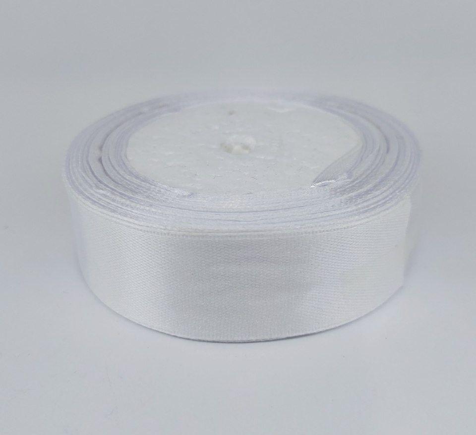 Стрічка атласна LiaM Біла 2,5 см ширина 25 ярдів