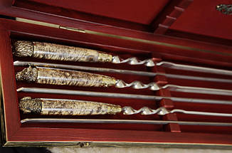 Шампура ручної роботи "Подарунок мисливцеві" в кейсі з дерева, фото 2