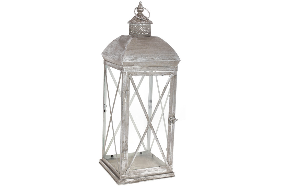 Свічник Ліхтар металевий 62см, колір - срібло з патиною, фото 1