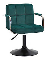 Крісло Arno Arm зелений В-1003 BK Base на чорній базі з підлокітниками, з регулюванням висоти 40-54 см, фото 2