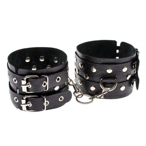 Кайдани Leather Double Fix Leg Cuffs, black