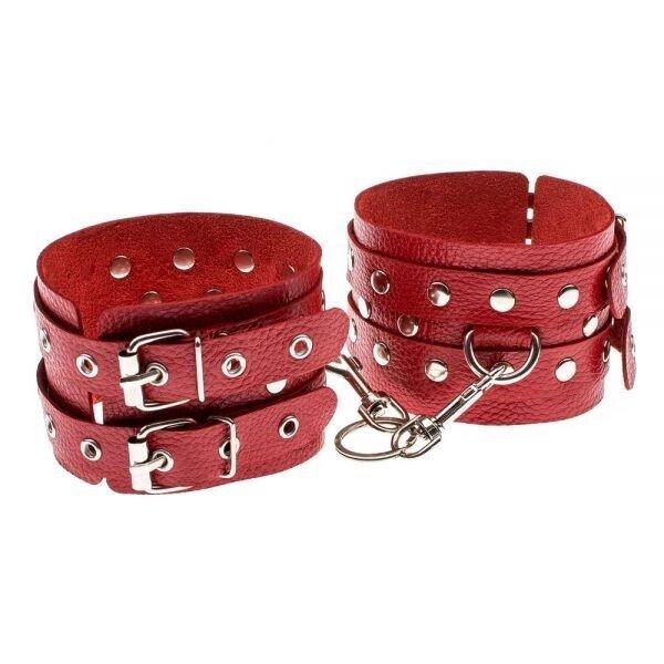 Кайдани Leather Double Fix Leg Cuffs, red