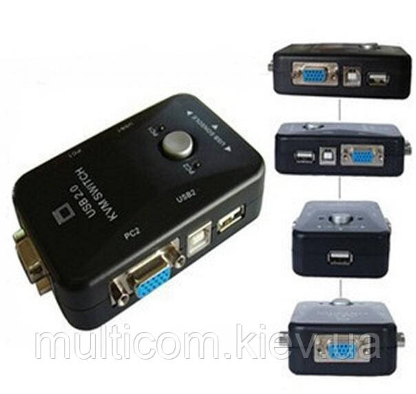 03-05-001. KVM-перемикач 2 гнізда VGA + 2 гнізда USB, фото 1