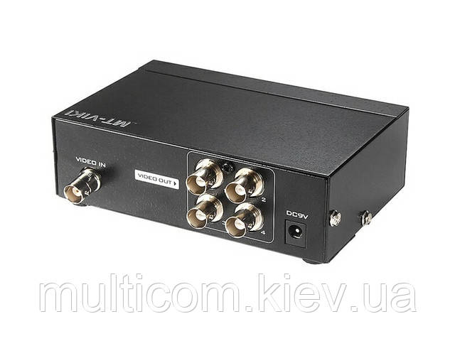03-01-511. SDI (BNC) Splitter (дільник) 4 порту (1 гніздо SDI → 4 гнізда SDI), із живленням, корпус метал