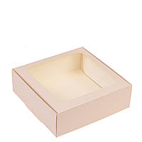 Коробка для десертів з квадратним вікном 150х150х50, пудра