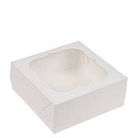 Коробка для десертів з фігурним вікном 150х150х60, біла