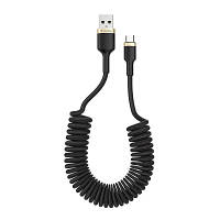 Дата кабель USB 2.0 AM to Micro 5P 1.0m spiral black ColorWay (CW-CBUM051-BK)