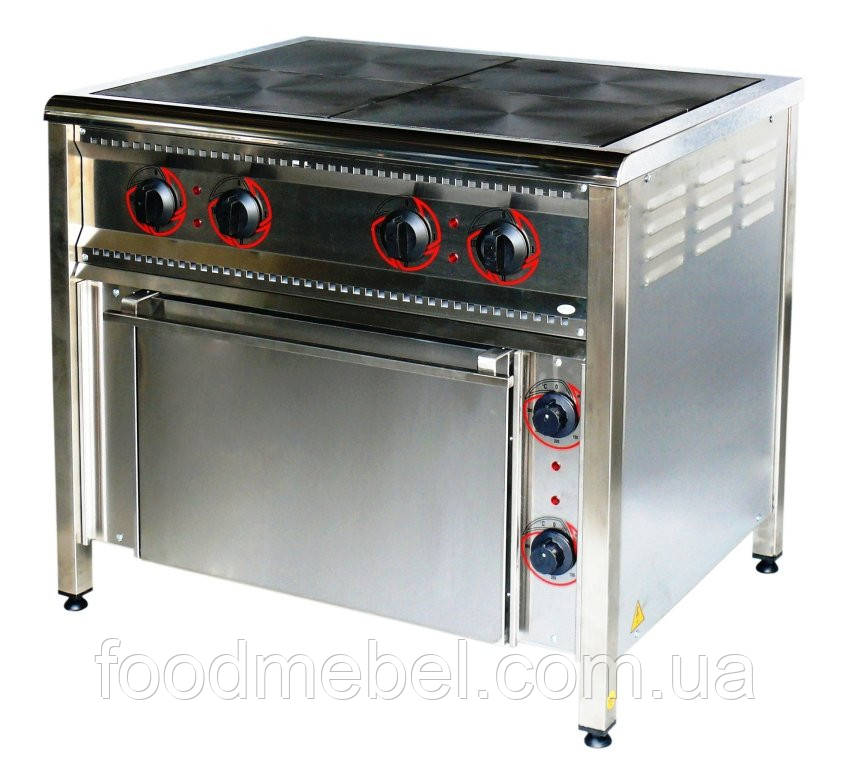 Плита промислова електрична ПЕ-4Ш Н з духовкою, фото 1