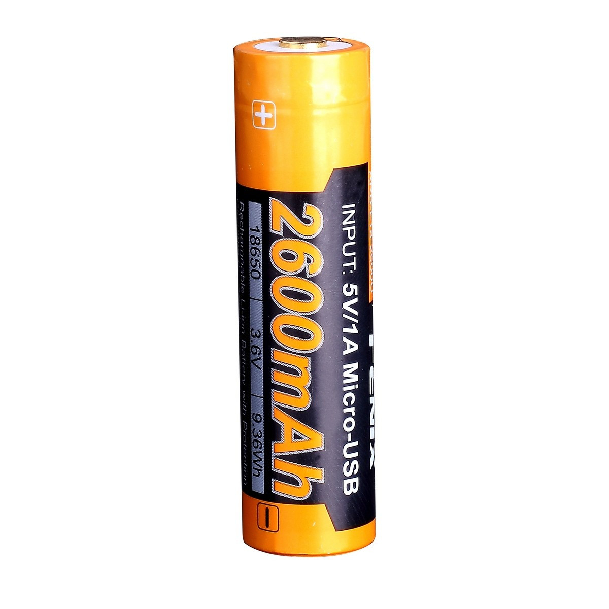Акумулятор 18650 Fenix ​​2600 mAh із micro-usb зарядкою (Чорно-жовтий)