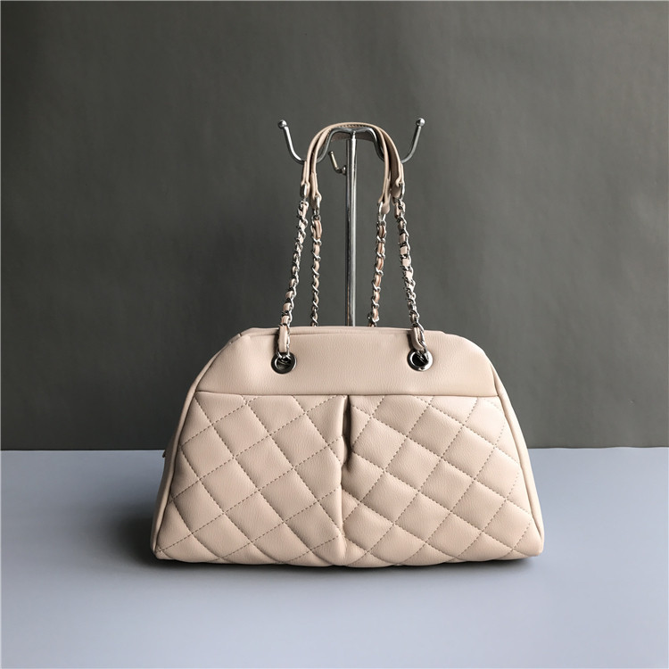 Сумка велика, стьобаний з ручками ланцюжками (1806) Бежева, фото 1