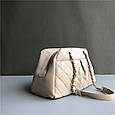 Сумка велика, стьобаний з ручками ланцюжками (1806) Бежева, фото 3