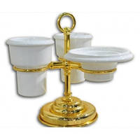 Золотий настільний набір аксесуарів для ванної 3 в 1 PACINI & SACCARDI OGGETTI APPOGGIO 30118