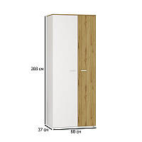 Шкаф для верхней одежды Сокме Барселона 2Д 80х203х37 см белый с вставками дуб артисан