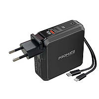 УМБ Promate PowerPack-PD20+ 15000 мАч, 22.5 Вт PD USB-А порт, 22.5 Вт PD USB-С кабель, 20 Вт Lightning Black