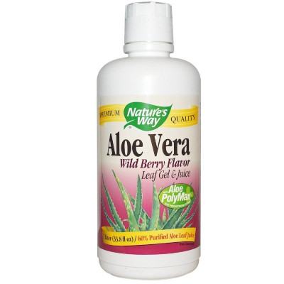 Травы Nature's Way Алоэ вера, гель и сок, вкус лесной ягоды, Aloe Vera Leaf Gel (NWY14282)