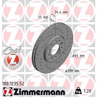 Тормозной диск ZIMMERMANN 100.1235.52 - Топ Продаж!