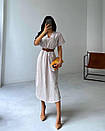 Вільна сукня під пояс котторс коротким рукавом довжиною міді з вирізом на спідниці (р. S-L) 84py4024, фото 3