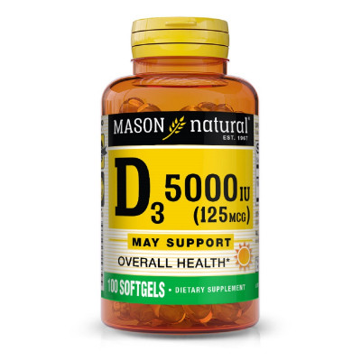 Витамин Mason Natural Витамин D3 5000 МЕ, Vitamin D3, 100 гелевых капсул (MAV15331)