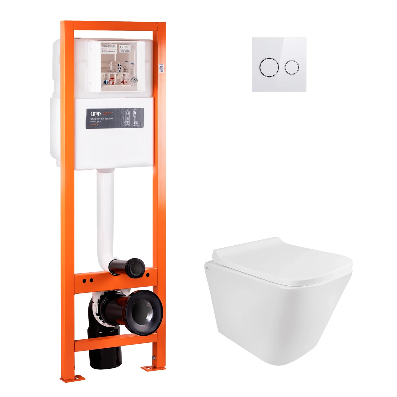 Набір Qtap інсталяція 4 в 1 з панеллю змиву Nest (QT0233M370 + QT0211P01V1176W) + унітаз з сидінням Tern