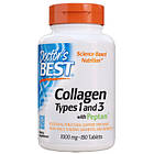 Вітамін Doctor's Best Коллаген Типів 1 (#3 1000мг, Peptan, 180 таблеток (DRB-00204)
