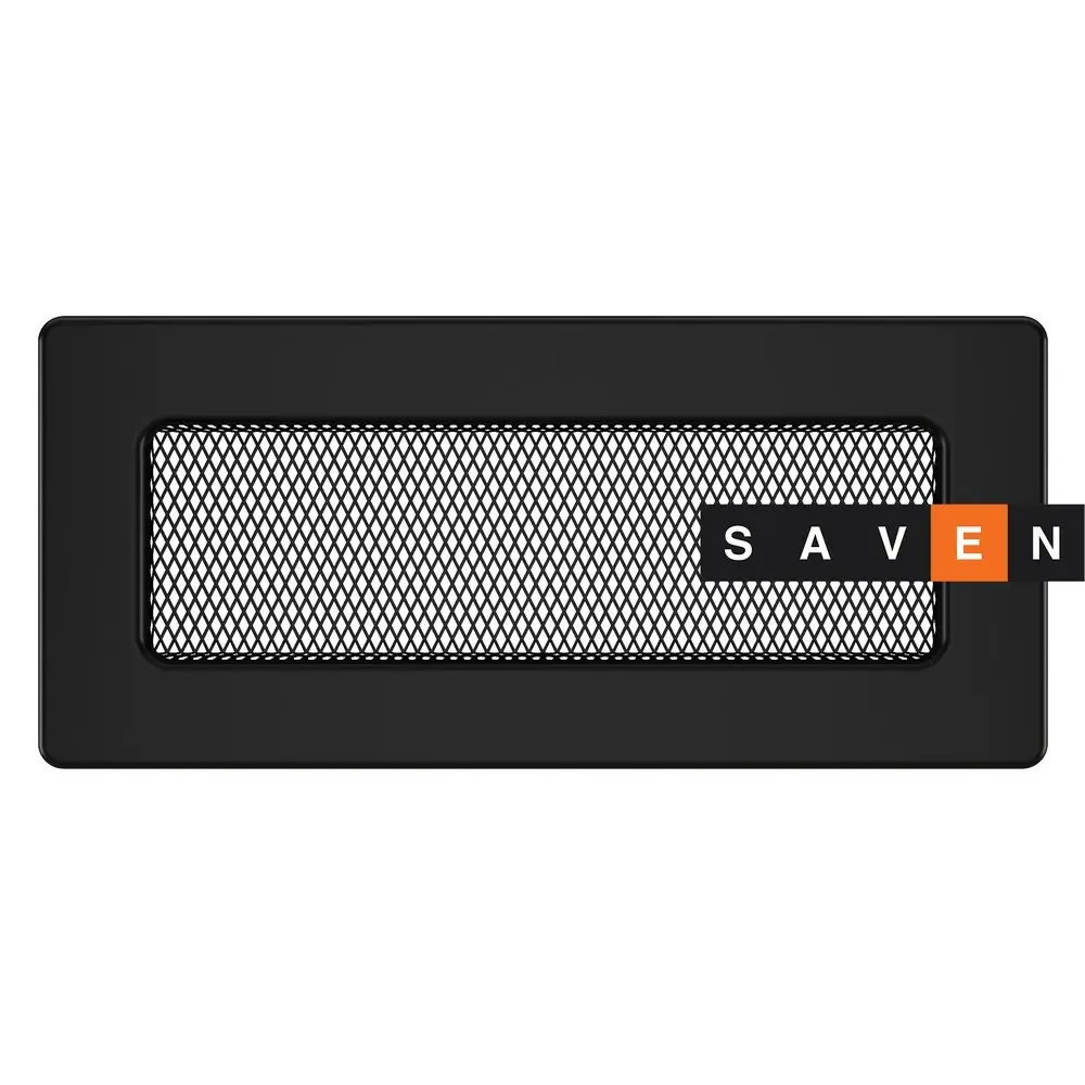 Вентиляційна решітка для каміна SAVEN 11х24 чорна, фото 1