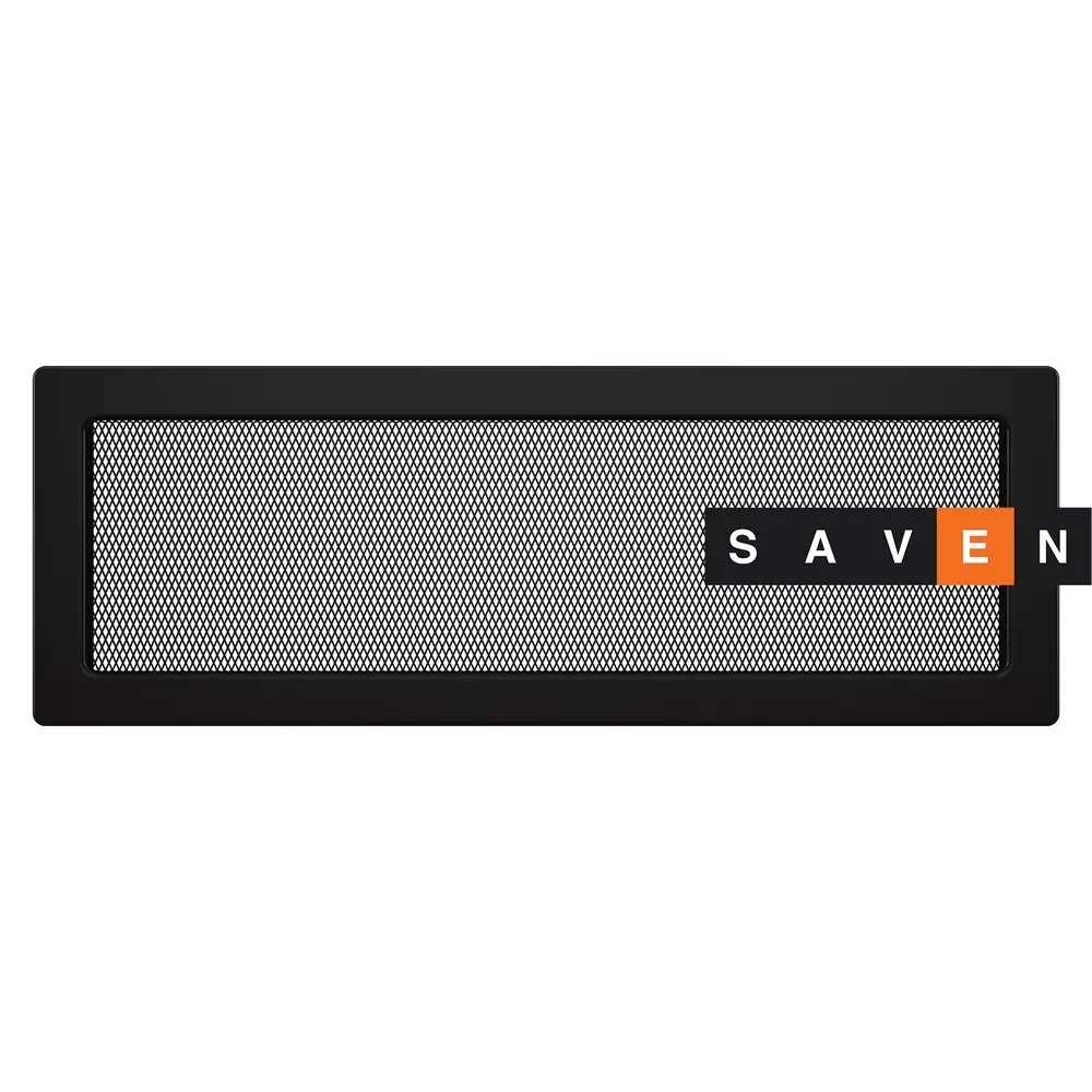 Вентиляційна решітка для каміна SAVEN 17х49 чорна, фото 1