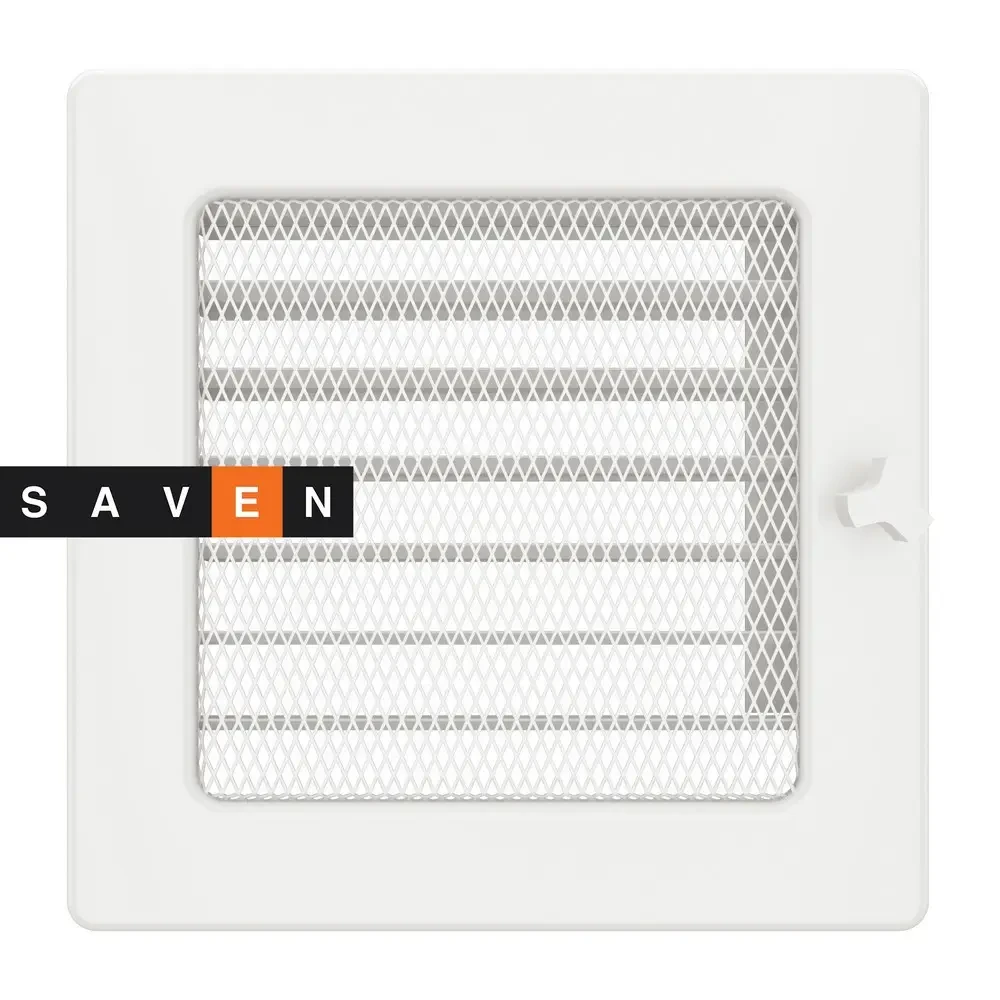 Вентиляційна решітка для каміна SAVEN 17х17 біла з жалюзі, фото 1