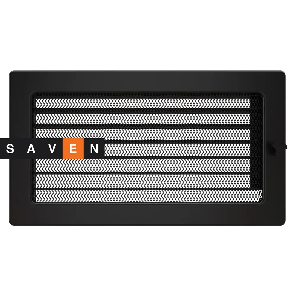 Вентиляційна решітка для каміна SAVEN 17х30 чорна з жалюзі, фото 1