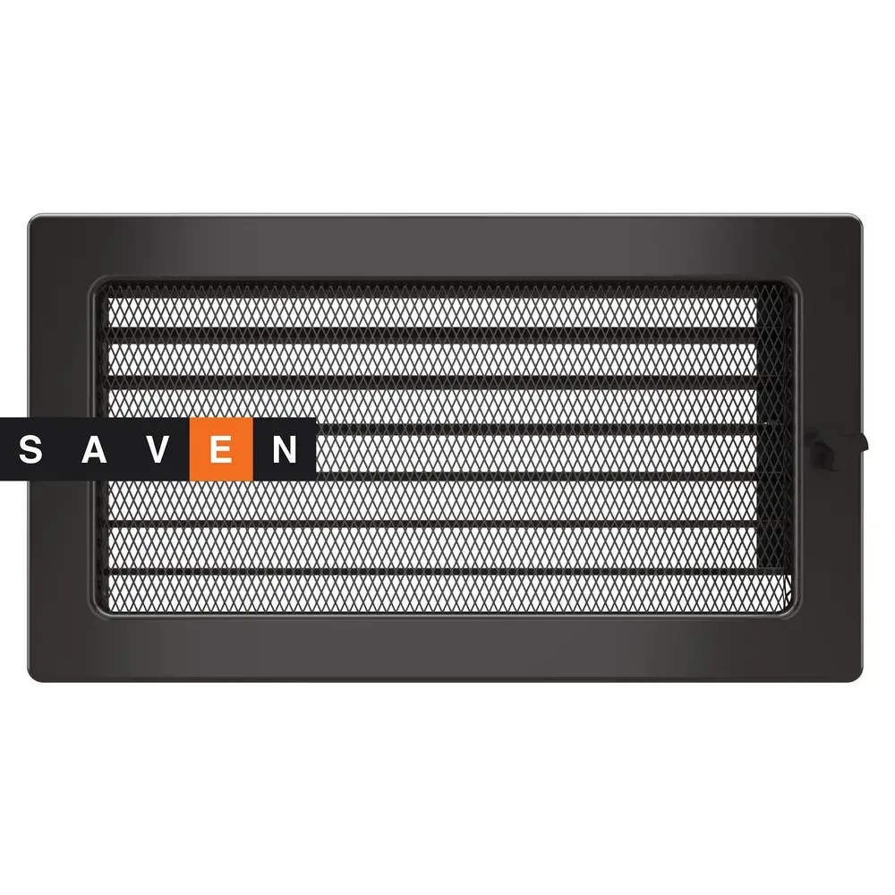 Вентиляційна решітка для каміна SAVEN 17х30 графітова з жалюзі, фото 1