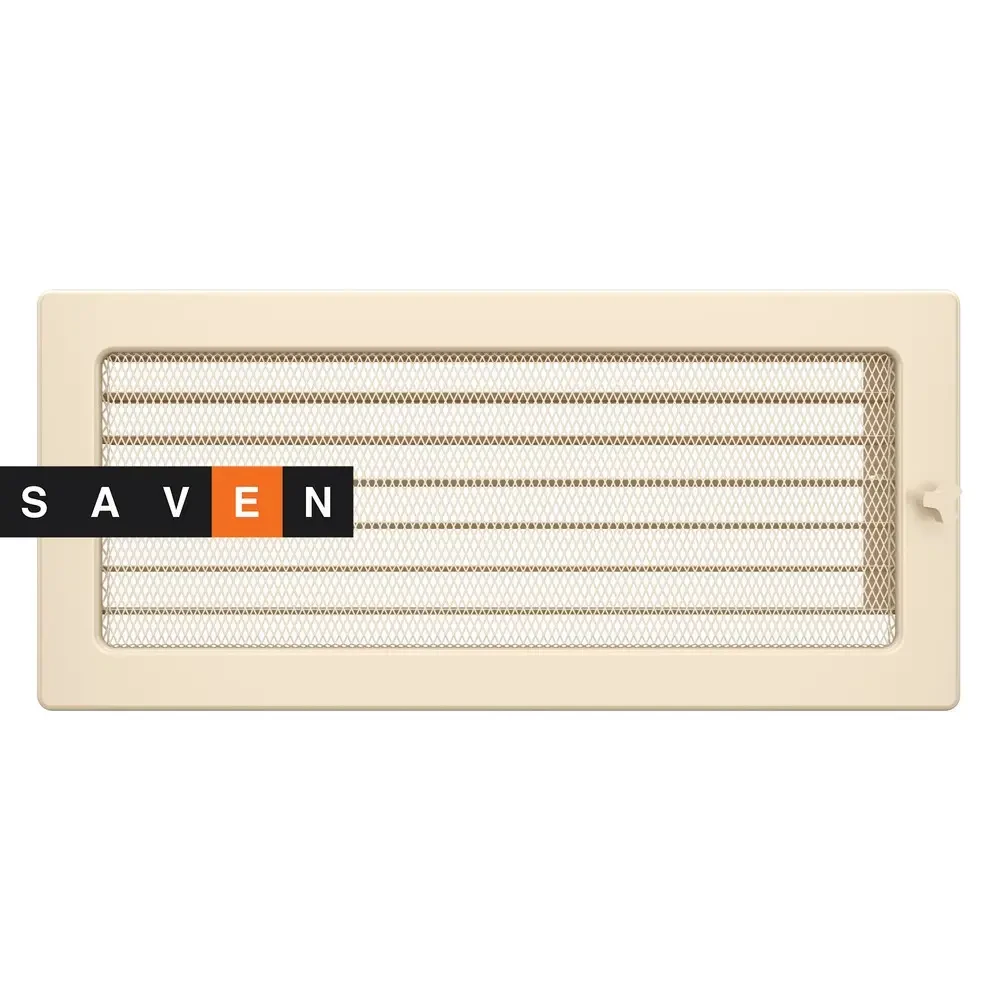 Вентиляційна решітка для каміна SAVEN 17х37 кремова з жалюзі, фото 1