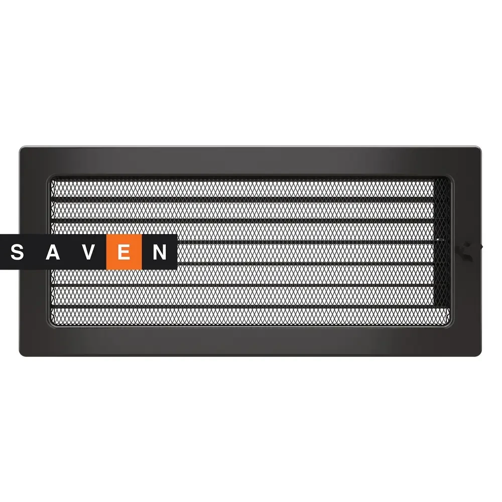 Вентиляційна решітка для каміна SAVEN 17х37 графітова з жалюзі, фото 1