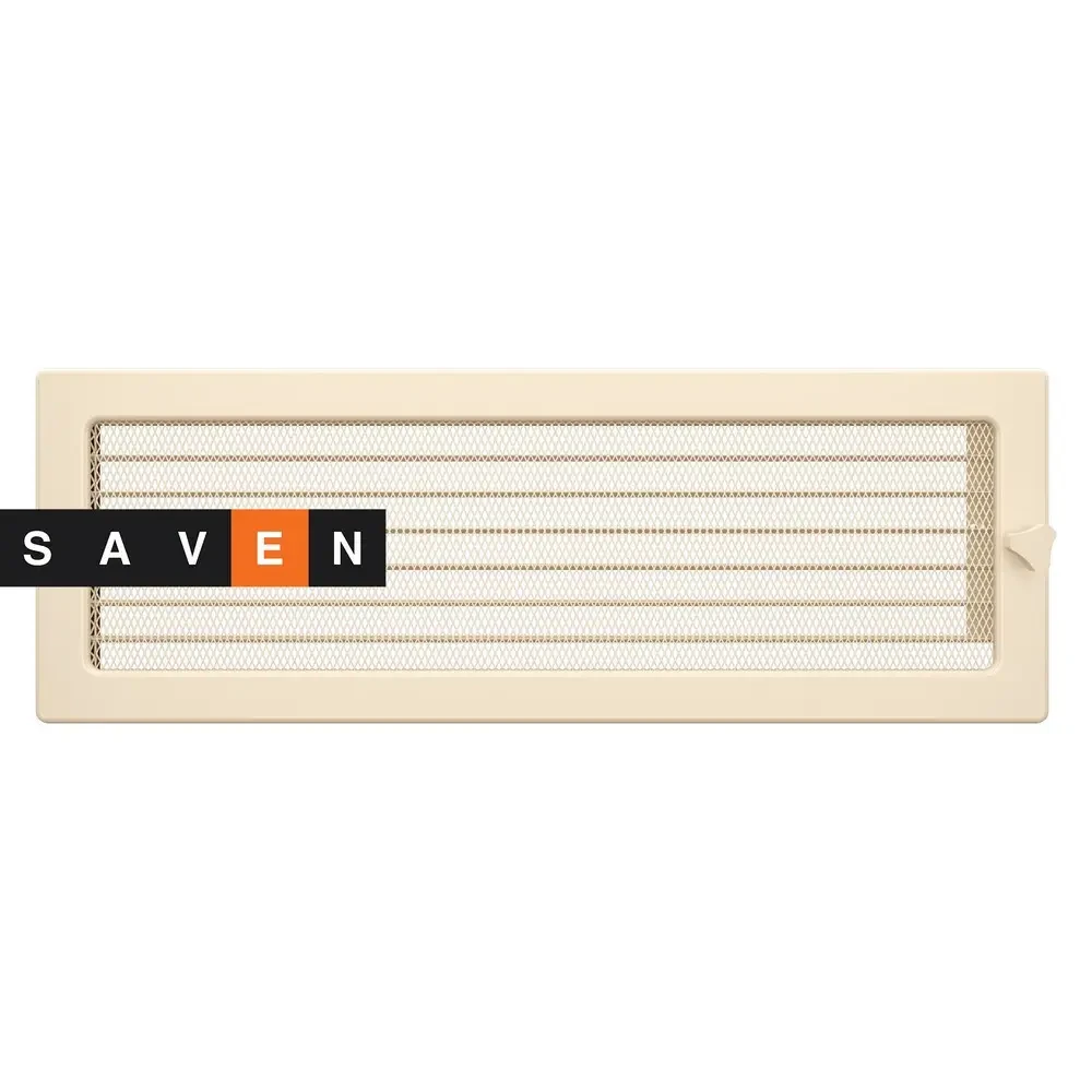 Вентиляційна решітка для каміна SAVEN 17х49 кремова з жалюзі, фото 1