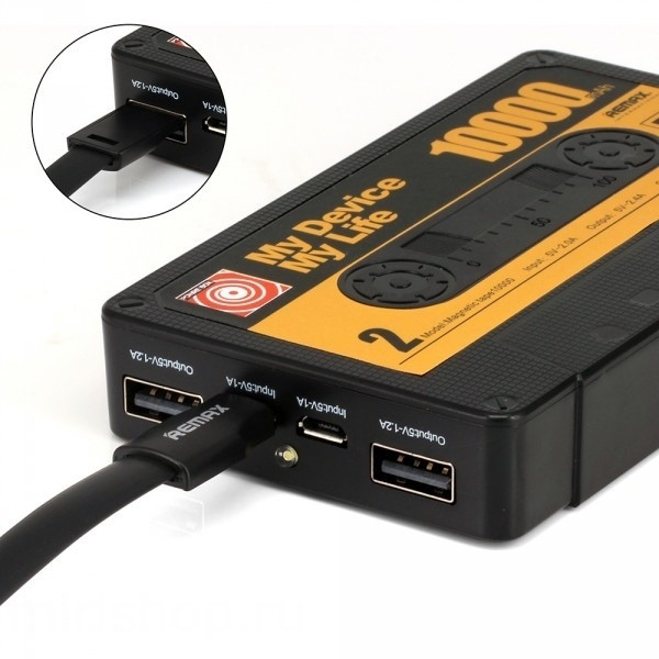 Повербанк с фонариком и индикатором заряда REMAX Tape RP-T10 10000mAh |2USB, 2.4A| Черный - фото 3 - id-p1614037364
