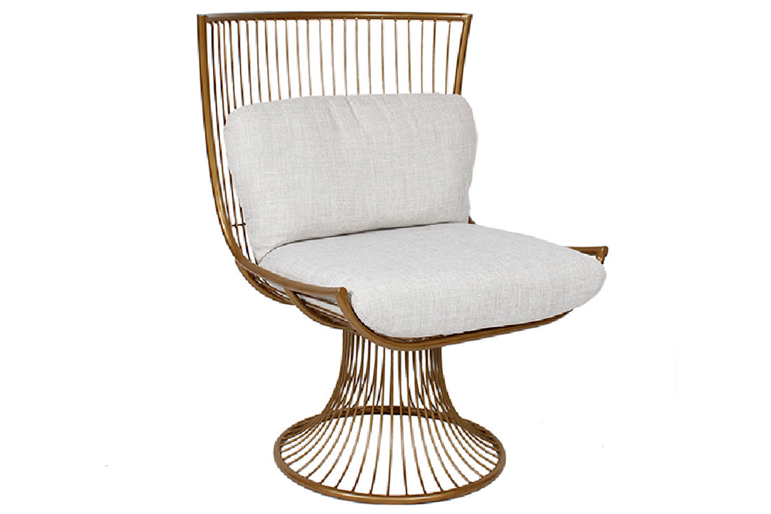 Крісло металеве Тріумф з м'яким сидінням і подушкою 94см, колір - золото, фото 1