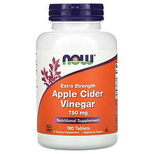 Яблучний оцет NOW Foods "Apple Cider Vinegar" для зниження ваги, 750 мг (180 таблеток)